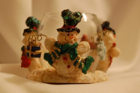 Snowman Votive Holder Candle not included 2 1/2 x 3 1/2