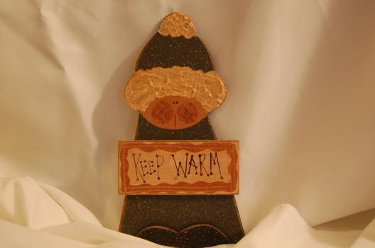 Wooden Clip On Ornament-Keep Warm 8 1/2 x 4 1/2
