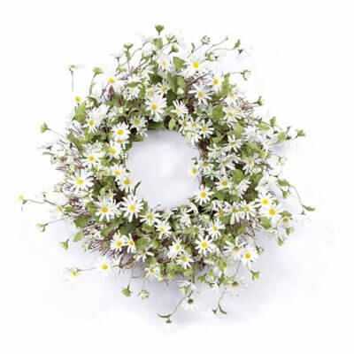 Daisy Wreath 23in White