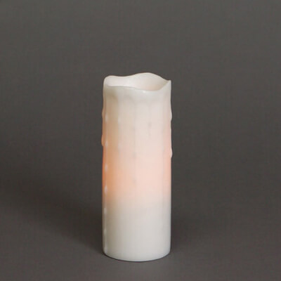 Flameless White 3x8in LED Wax Dripping Pillar Candle Set of 3