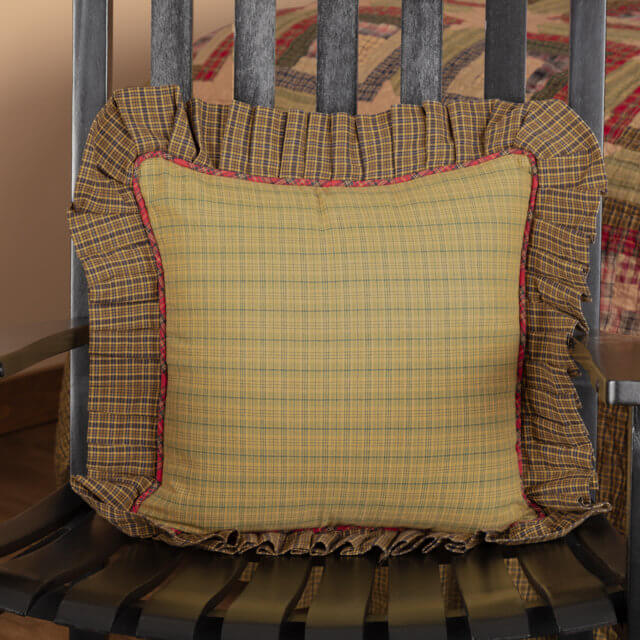Tea Cabin Fabric Ruffled Filled Pillow 16x16
