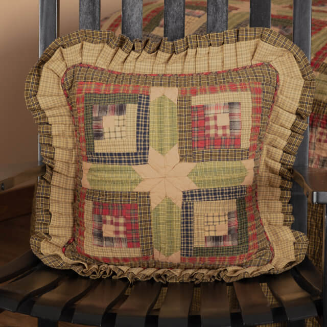 Tea Cabin Filled Pillow Quilted 16x16