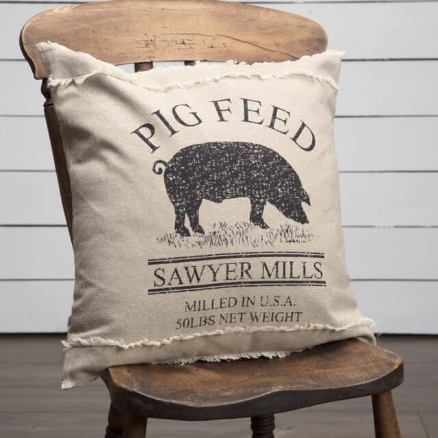 Sawyer Mill Charcoal Pig Pillow 18x18