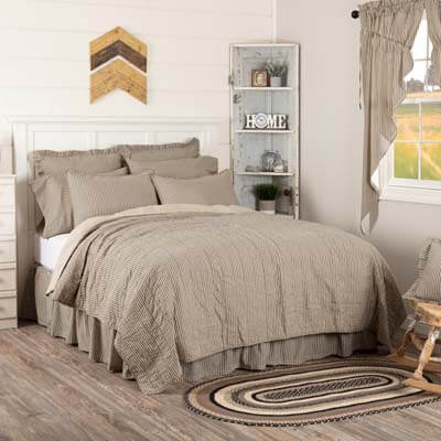 Sawyer Mill Charcoal Ticking Stripe Queen Quilt Coverlet 90Wx90L