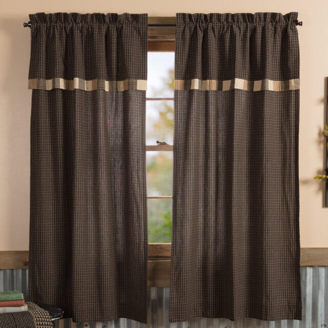 Kettle Grove Short Panel with Attached Valance Block Border Set of 2 63x36