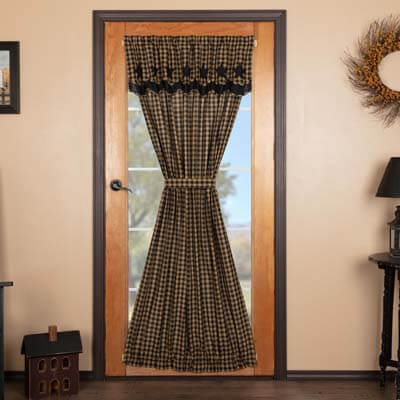 Black Star Door Panel with Attached Scalloped Layered Valance 72x40