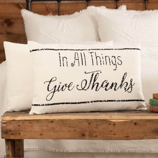 Casement Natural In All Things Give Thanks Pillow 14x22