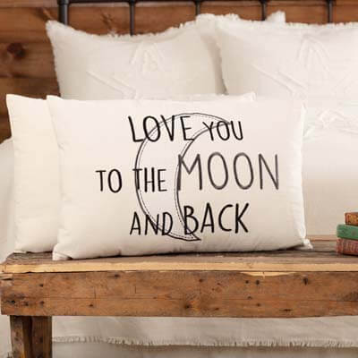 Casement Natural Love You to the Moon and Back Pillow 14x22