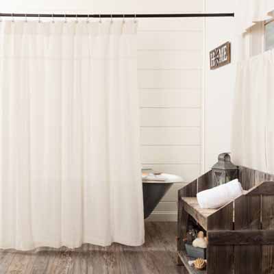 Burlap Antique White Shower Curtain 72x72