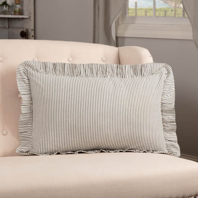 Hatteras Seersucker Blue Ticking Stripe Fabric Pillow 14x22