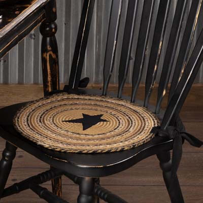 Kettle Grove Jute Chair Pad Applique Star Set of 6