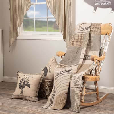 Sawyer Mill Charcoal Farm Animal Quilted Throw 60x50