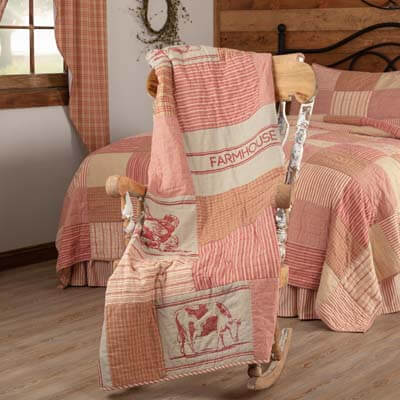 Sawyer Mill Red Farm Animal Quilted Throw 60x50
