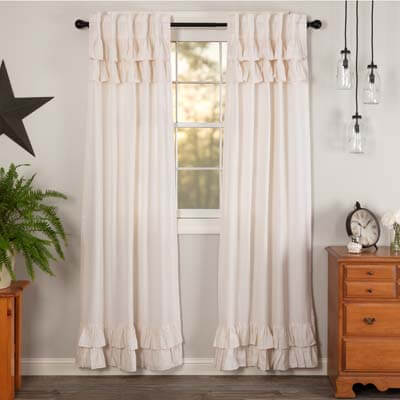 Simple Life Flax Antique White Ruffled Panel Set of 2 84x40