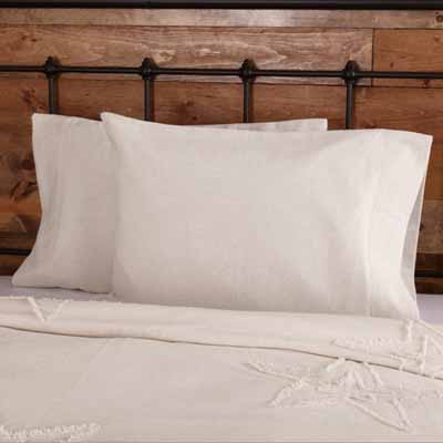 Burlap Antique White Standard Pillow Case Set of 2 21x30