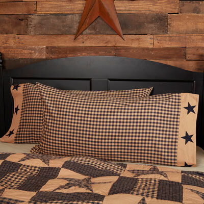 Teton Star King Pillow Case w/Applique Star Set of 2 21x40