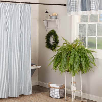 Sawyer Mill Blue Ticking Stripe Shower Curtain 72x72