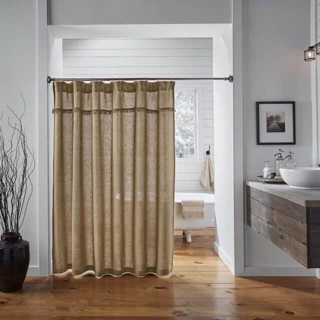 Burlap Natural Shower Curtain Unlined 72x72