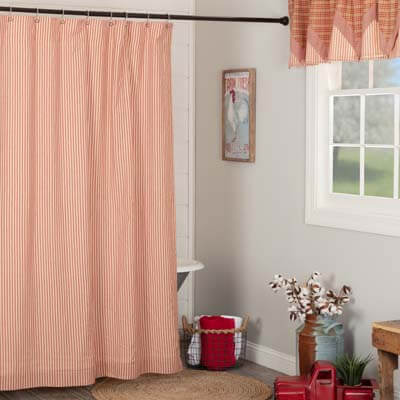 Sawyer Mill Red Ticking Stripe Shower Curtain 72x72