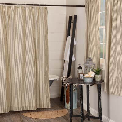 Sawyer Mill Charcoal Ticking Stripe Shower Curtain 72x72