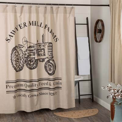Sawyer Mill Charcoal Tractor Shower Curtain 72x72