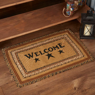 Kettle Grove Jute Rug Rect Stencil Welcome w/ Pad 20x30