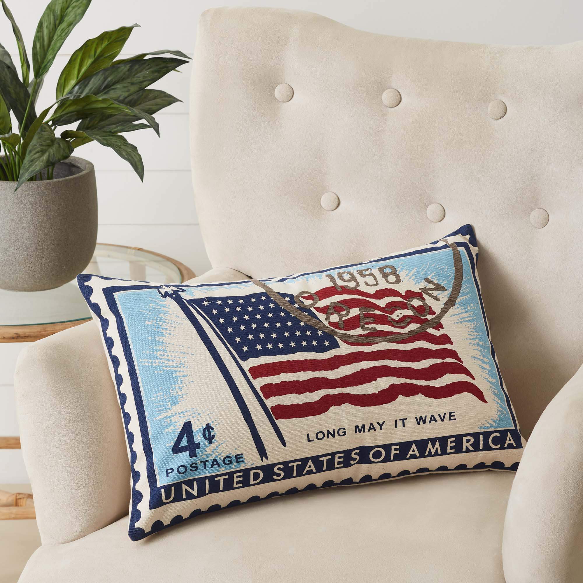 Flag Stamp Pillow 14x22