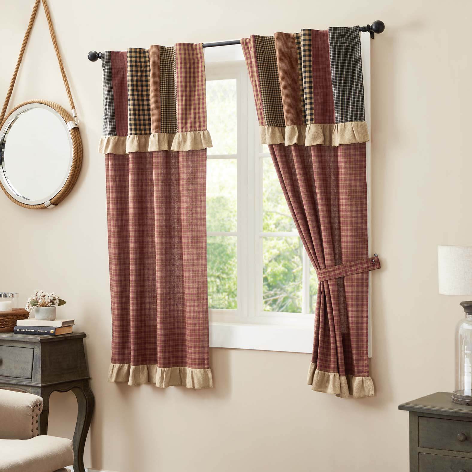Maisie Short Panel with Attached Patch Valance Set of 2 63x36