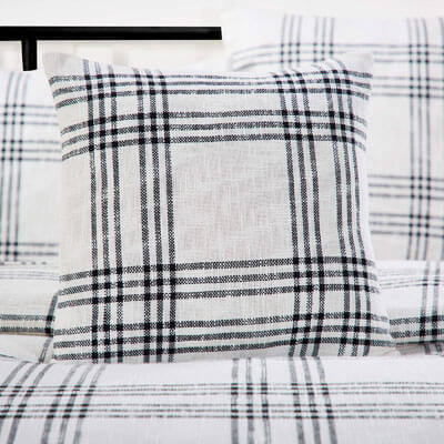 Black Plaid Fabric Pillow Cover 18x18