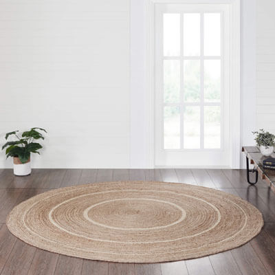 Natural and Creme Jute Rug w/ Pad 8ft Round