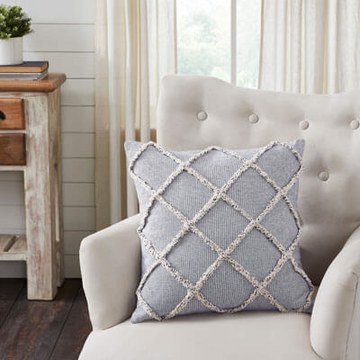 Frayed Lattice Creme and Black Pillow Cover 20x20